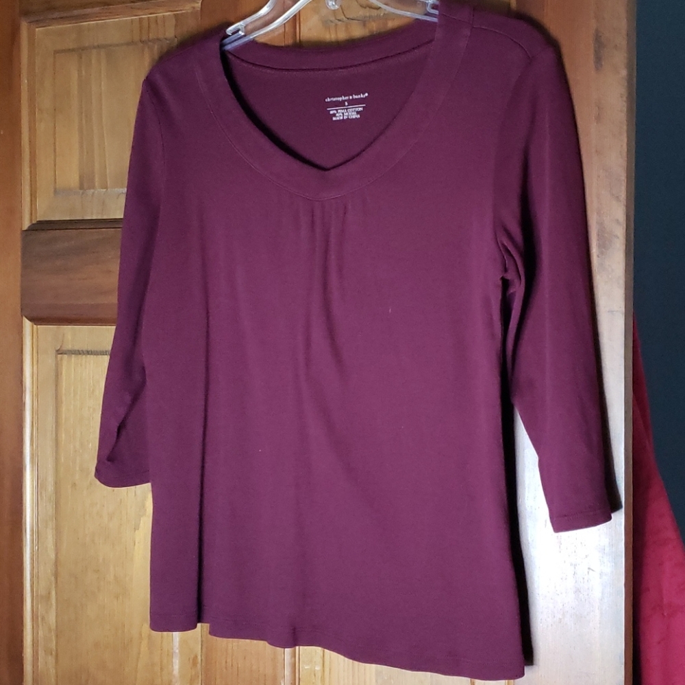 Burgundy 3/4 length top